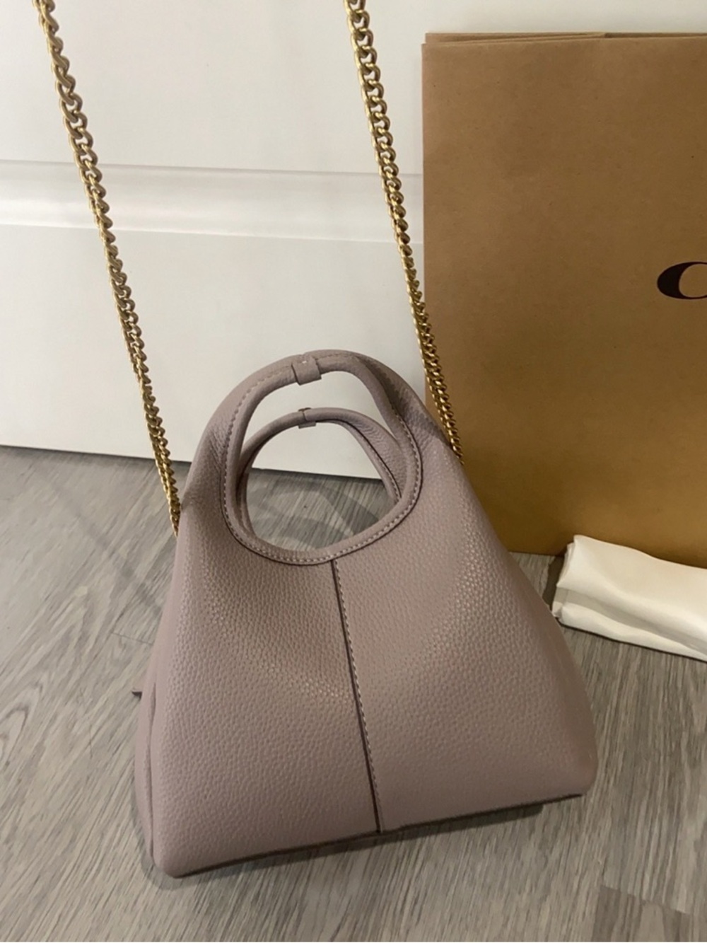 Coach Grey Lana Mini Bucket Bag Leather Crossbody - Picture 3 of 9